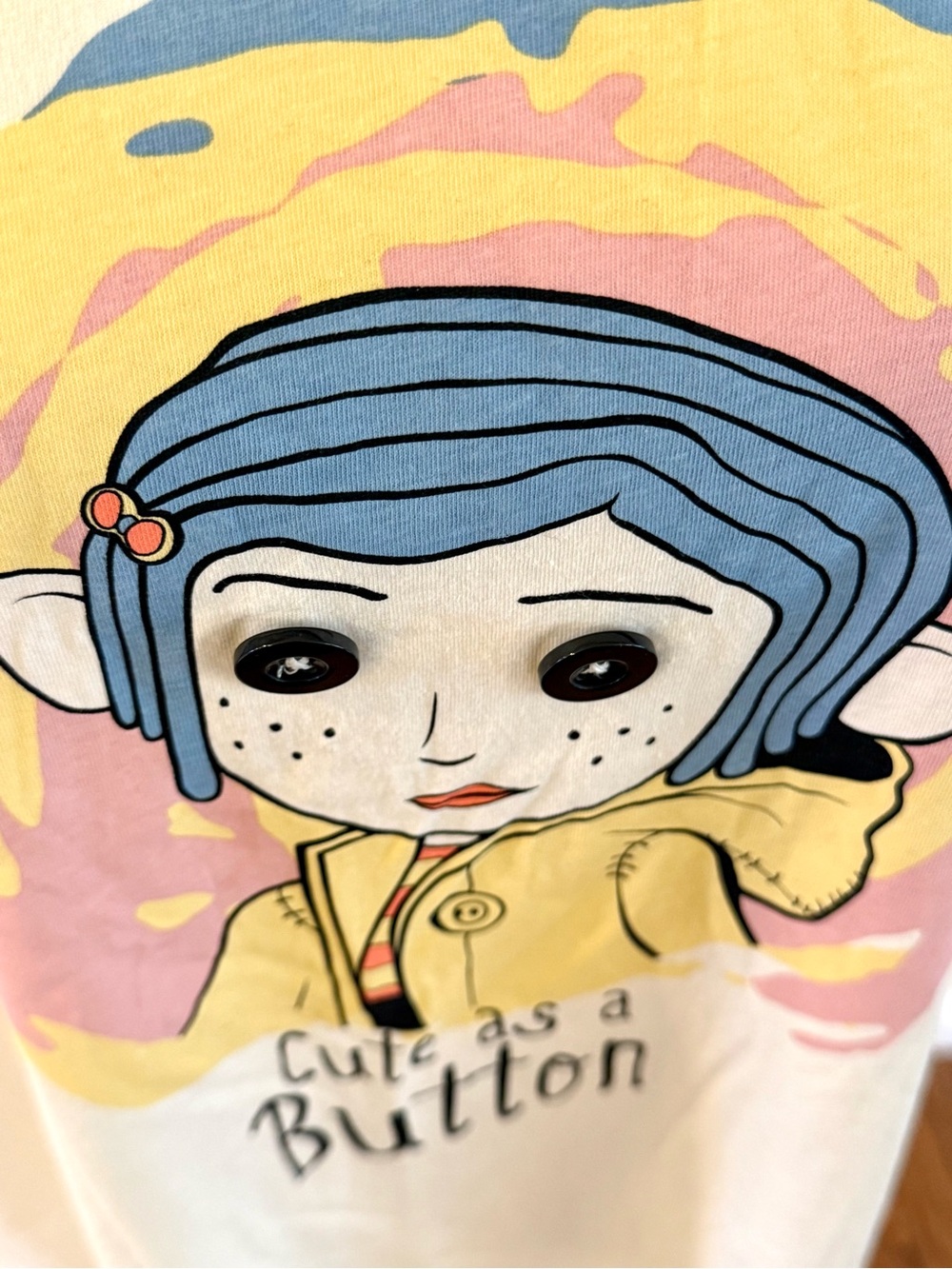 Tim Burtons Coraline “Cute as a Button” Graphic Tee - Cream size XL - Picture 6 of 6